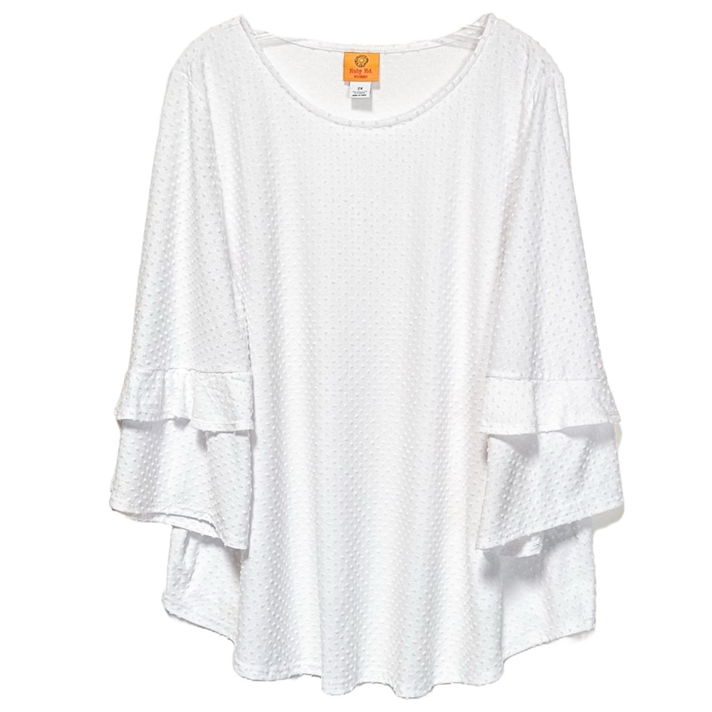 Ruby Rd. Swiss Dot Textured Patio Party White Top - Picture 8 of 8